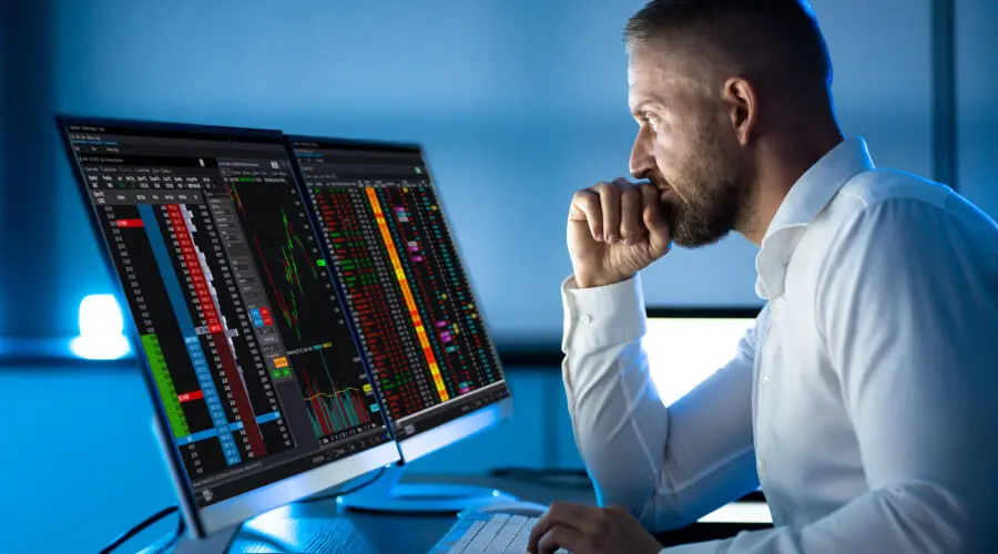 Trader sat at screen